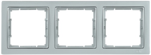 Рамка 3-местная квадратная РУ-3-БС BOLERO Q1 серебряный | код EMB32-K23-Q1 | IEK